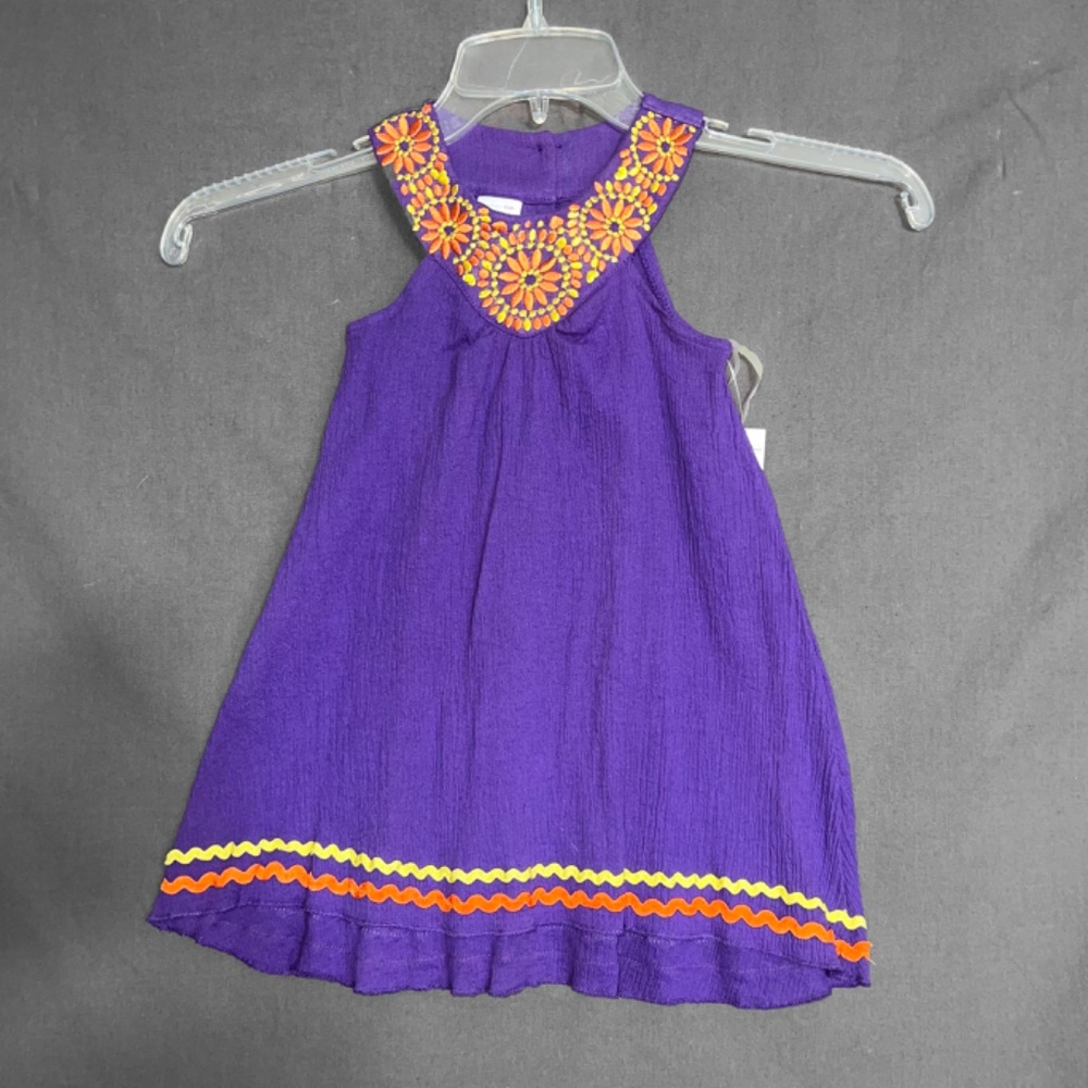 Toddler Girls Purple Embroidered Dress